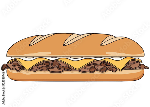 Delicious cheesesteak sandwich with melted cheese and meat.