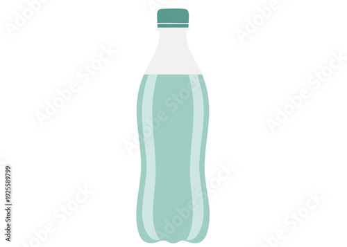 A plastic bottle with a greenish liquid inside and a matching cap.
