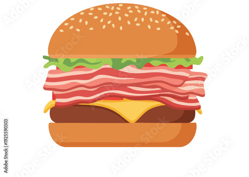 A juicy bacon cheeseburger with melted cheese and fresh lettuce on a toasted bun.