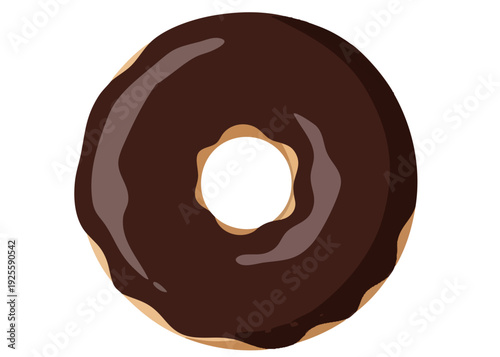 Chocolate glazed donut on a white background.