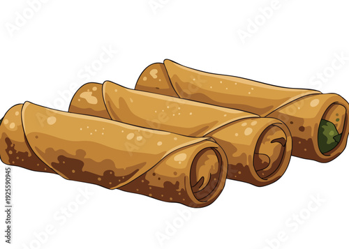 Cinnamon sticks illustration with brown and green tones.