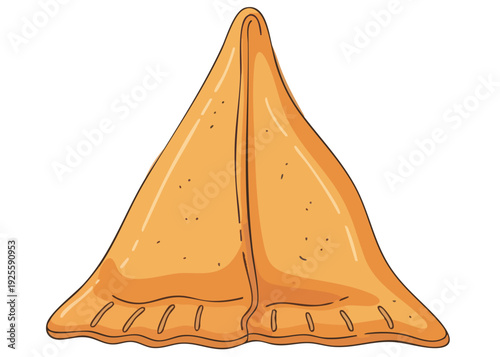 A simple illustration of a samosa, a traditional South Asian savory pastry.