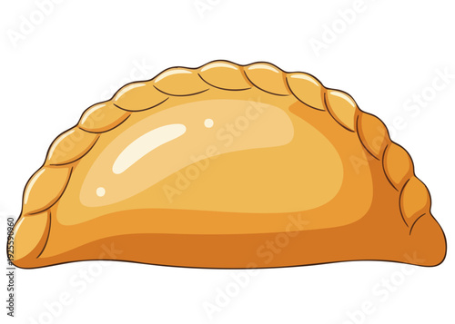 Golden Brown Pastry Illustration with Braided Crust Edge.