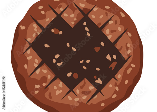 Chocolate pie with nuts and chocolate chips.