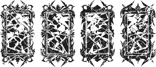 Decorative vintage frames set with abstract shattered glass design and ornate border elements