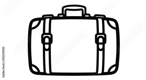 A classic travel suitcase with straps a bold black silhouette