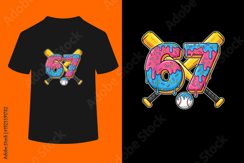 Baseball Drip Number 67 Player 67th Birthday Meme Gen Alpha T-Shirt
