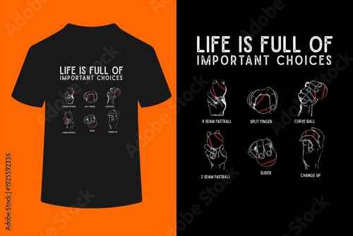 Types of Baseball Pitches Life Choices Pitcher Player T-Shirt

