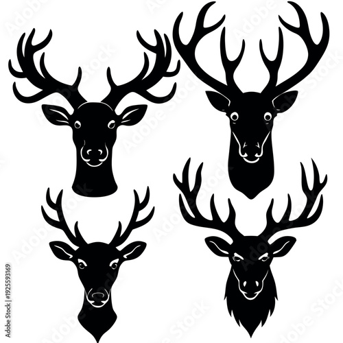 A set of four deference type of deer head 