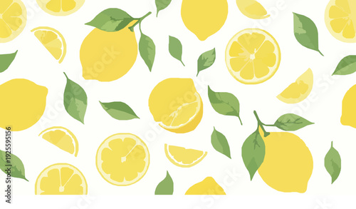Watercolor lemon seamless repeat pattern vector illustration