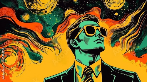 A unique fusion of reality and surrealism in business depiction.