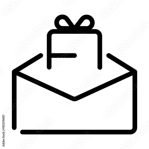 Envelope with gift icon representing digital gift cards, email gifts, or promotional messages.