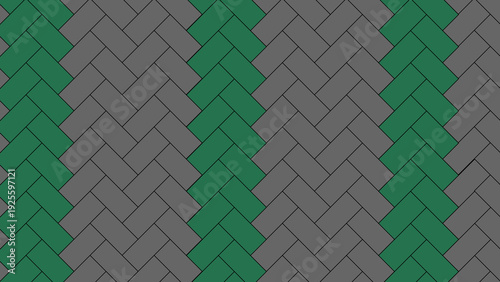 Modern herringbone pattern with green and gray bricks