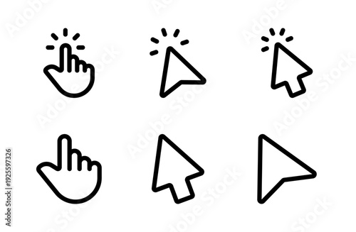 Modern Mouse Cursors icon set, clean pointer and navigation icons for UI, apps, and web interfaces