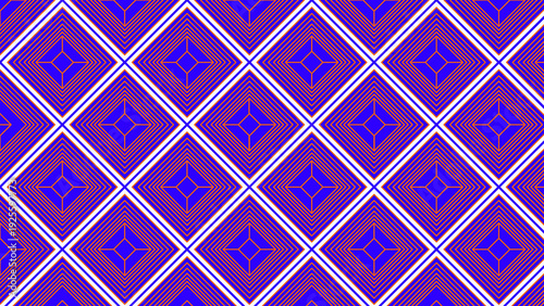 Vibrant geometric pattern with blue and orange diamonds