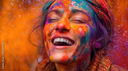 Wallpaper Mural joyful powder explosion forming crystal spikes above smiling face Torontodigital.ca