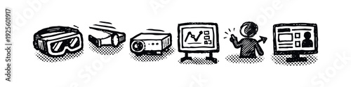 Future Business Presentation Technology and Communication Doodle Icons