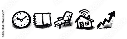 Smart Home, Productivity and Personal Growth Icons - Hand-Drawn Sketch Collection