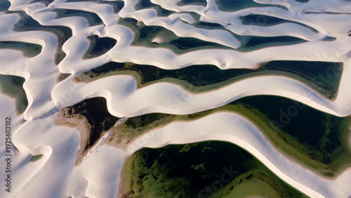 Scenic Dunes In Lencois Maranhenses Maranhao Brazil. Stunning Tropical Coastline Beach Scene Viewed From Above. Island Life Landscape Peaceful Beautiful. Island Life Watercolor Coast.