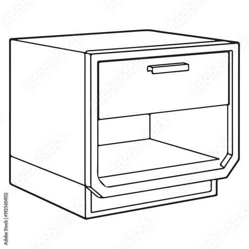 Clean Line Art of Contemporary Nightstand with Open Shelf