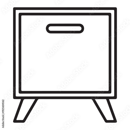 Minimalist Outline Storage Cabinet Icon with Recessed Handle and Legs