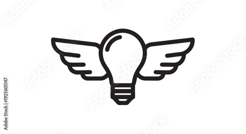 Creative inspiration concept vector illustration featuring a flying light bulb graphic symbolizing breakthrough ideas and innovation