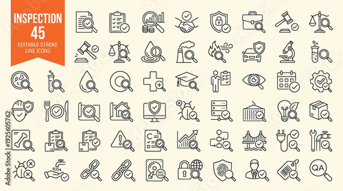 Inspection and Quality Control Line Icons Set – Thin Outline Audit, Checklist and Compliance Vector Collection