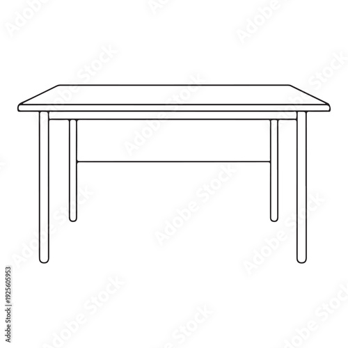 Simple Outline Drawing of a Rectangular Table on White Background