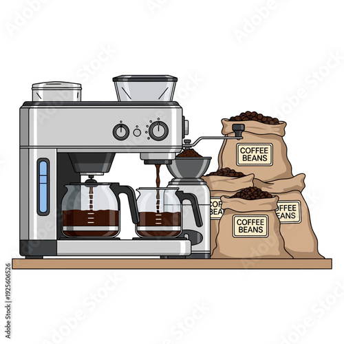 Coffee Maker Machine with Coffee Beans Bags and Grinder
