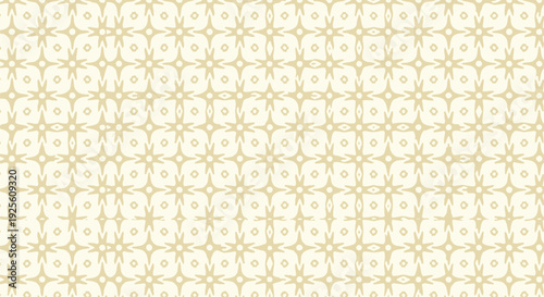 Vintage floral pattern with tan star-shaped flowers arranged symmetrically on a light beige background, creating an elegant, classic aesthetic.