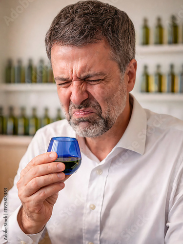 Facial expression of disgust after tasting something unpleasant