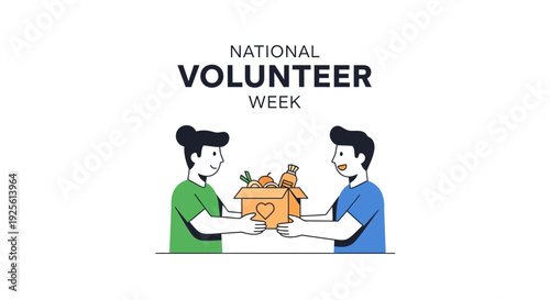 Illustration of people exchanging gifts during National Volunteer Week