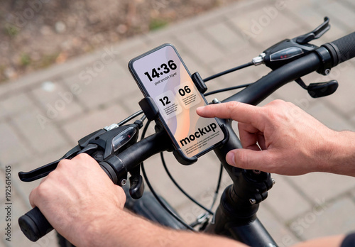 Bicycle Phone Holder Mockup – Outdoor navigation screen