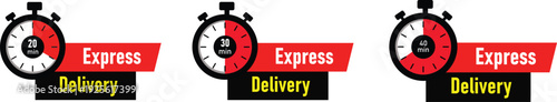 Express delivery service badge. Stopwatch, vector illustration design 20 min, 30 min, 40min