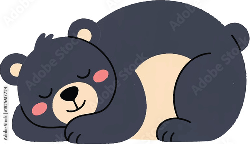 cute blue bear sleeping cartoon character illustration