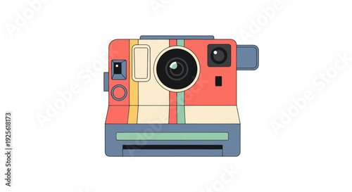 Vintage Style Instant Camera Illustration.