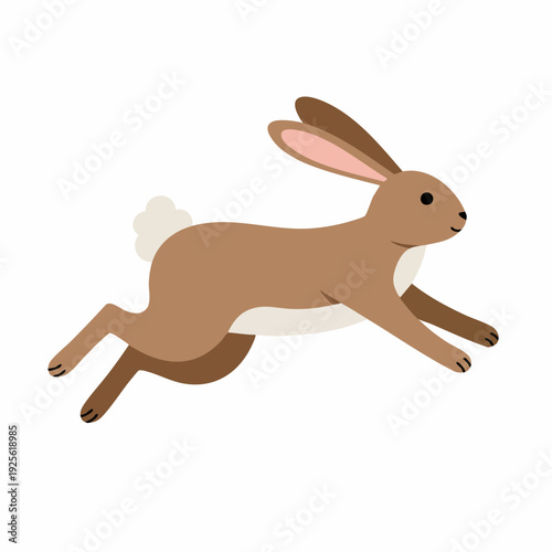 Flat Design Running Hare Illustration with Dynamic Pose Animal Wildlife