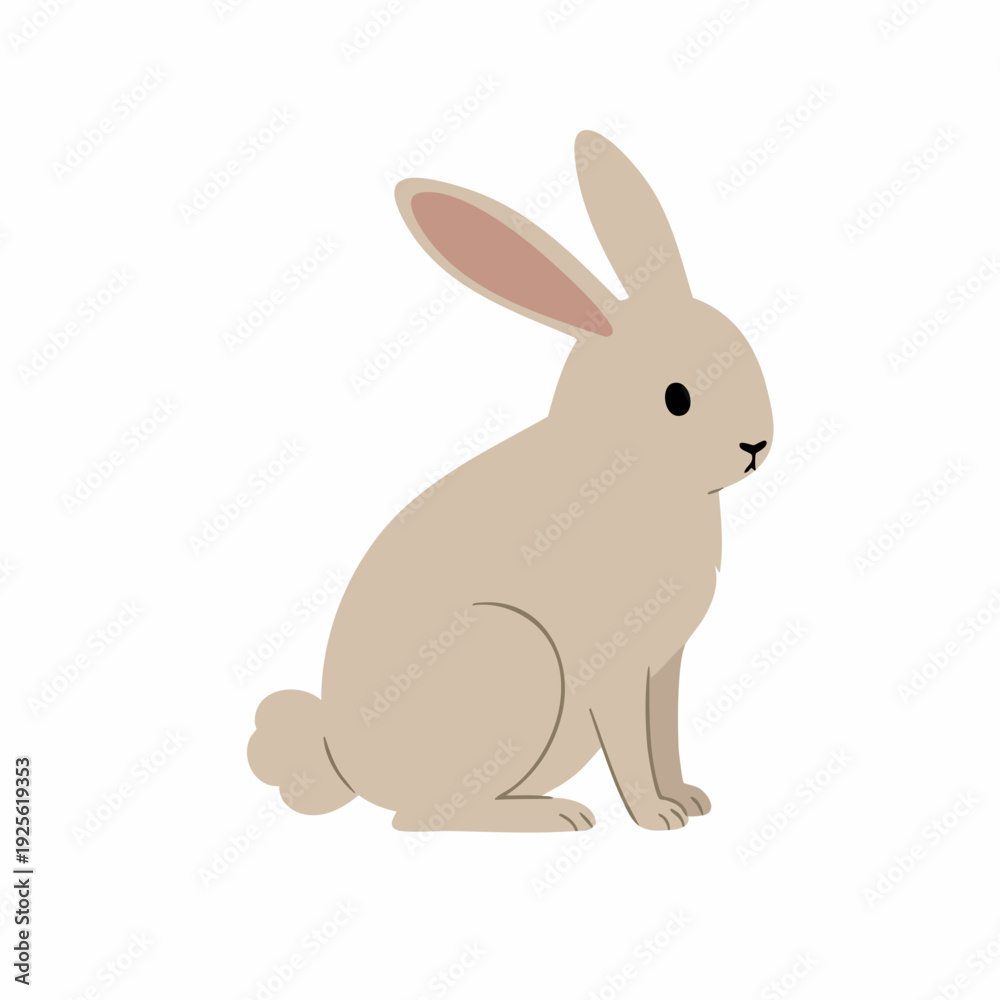 Fototapeta premium Flat Illustration Cute Sitting Rabbit Animal Character Design Graphic