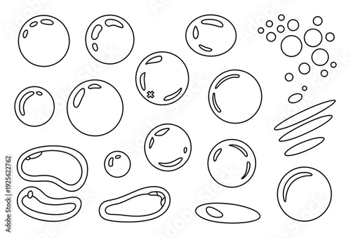 Collection of Hand-Drawn Bubbles and Ellipses in Black and White