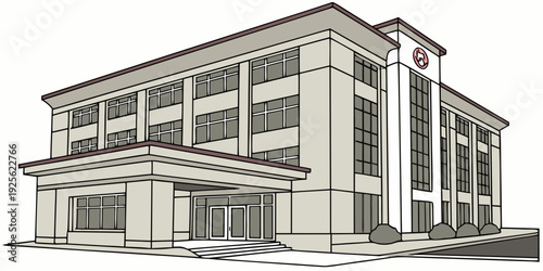 Classic architectural building with symmetrical facade and large windows