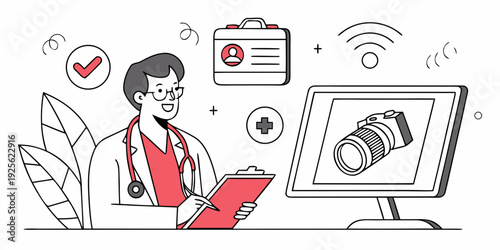 Healthcare professional using telemedicine technology for remote patient consultation