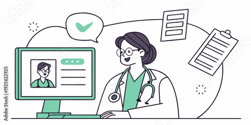 A doctor conducting a virtual consultation with a patient