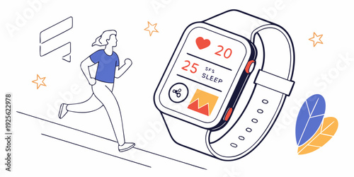 Woman tracking her fitness progress with a smartwatch displaying her daily activity stats