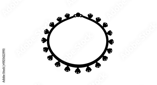 A minimalist circular frame adorned with evenly spaced bell shaped elements on transparent background silhouette high quality professional detailed modern