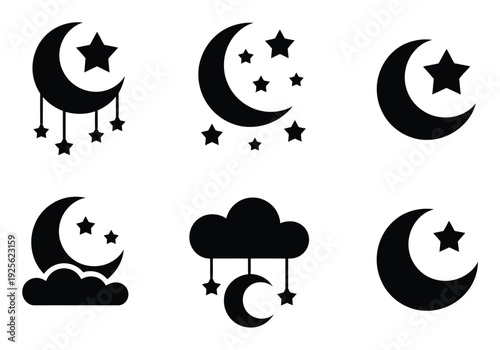 Collection of Moon and Star for Nighttime and Sleep Themes