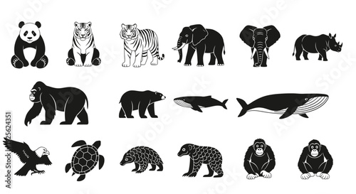 Endangered Animals Silhouette Collection Endemic Species.