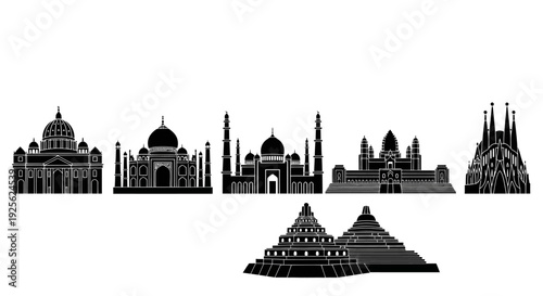 Famous Historical Landmarks Silhouettes Collection.