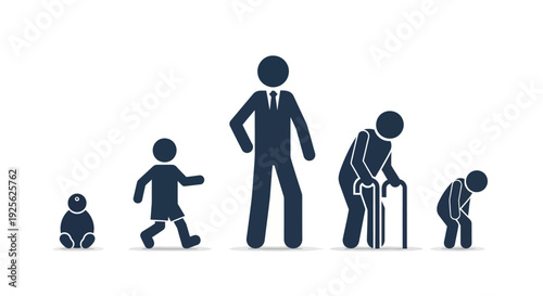 Human Life Cycle Stages Silhouette Illustration.