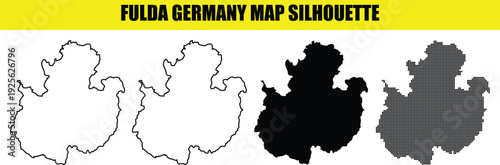 Fulda germany map silhouette, fulda city in germany vector map, black, outline, dot map