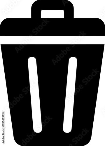 Black and white trash can with handle and lid waste bin